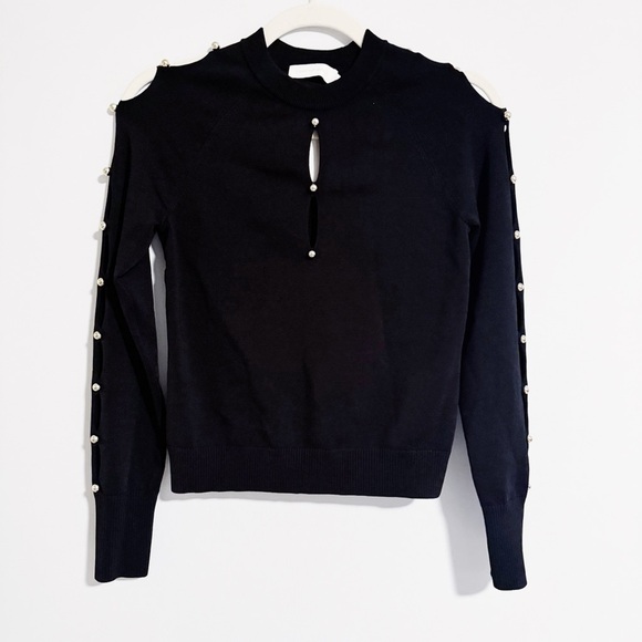 Jonathan Simkhai - Black Cutout Long Sleeve Top - Picture 1 of 5